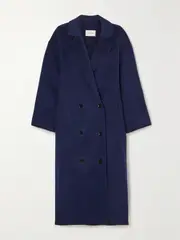 [Loulou de Saison] Loulou de Saison - Borneo Double-breasted Wool And Cashmere-blend Coat - Navy - medium medium Blue