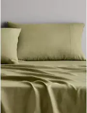 BNWT Sheridan Abbotson Linen FLAT King Sheet-FERN GREEN SALE