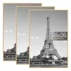 24x36 Poster Frame Natural 3 Pack, Scratch-Proof Picture Frames 24 x 36 for P...