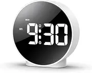 AMIR Digital Alarm Clock, LED Electronic Clock, Small Desk Clock with 2 Alarms, Snooze, Dimmable Alarm Days Set 12/24H Display, Bedside Clock for Home (Battery/Adapter not Included)