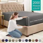 2000TC Ultra Soft Extra Deep Fitted Sheet Single/Double/Queen/King Bed Luxury AU