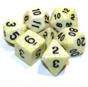 New 7 Piece Spider Web Polyhedral Dice Set - Yellow w/ Brown Bag