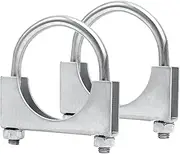 2.5" Heavy Duty U-Bolt Exhaust Clamp 2.5 inch Stainless Steel Muffler U-Bolt Clamps, Pack of 2