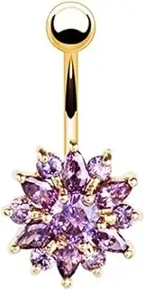 [KanDuo] Belly Button Rings Body Piercing Jewelry, Belly Button Rings Green Flower Zircon Belly Button Rings Butterfly Water Droplets Dangled Ring Piercing Body Jewelry (Color : 1154bl)
