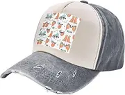 [pvinnk] Funny Cute Animal Sloth Music Print Distressed Baseball Cap Adjustable Hat with Classic Unisex Style for All Seasons, Gray, One Size