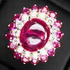Gleaming Red Ruby Cabochon 5.90Ct 925 Sterling Silver Handmade Rings Size 7.25