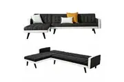 Foret 5 Seater Sofa Bed Modular Corner Lounge Recliner Couch Chaise Fabric Black White