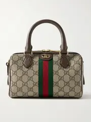 [Gucci] Gucci - Ophidia Leather- And Webbing-trimmed Printed Coated-canvas Tote - Beige - One size One size Neutrals