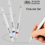 WINSOR&NEWTON FINELINER PEN SET 繪圖設計筆防水墨水黑色/藍色/棕褐色/冷灰色