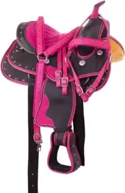 PINK WESTERN SYNTHETIC CORDURA HORSE SADDLE PLEASURE TRAIL TACK SET FREE SHIP