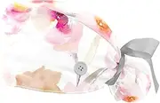 [WOSHJIUK] Working Hat 2 Pack Scrub Caps for Women,Pink Purple Floral Watercolor,Tie Back Cap Adjustable Scrub Hat