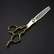 Hair Cutting, 6inch Steel Scissor Gold Cut Cutting Barber Haircut thinning Shears Hairdresser