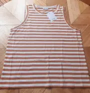 Sussan - Womens Stripe Metallic Tank Top - Size XL RRP $39.95 - Camel/White