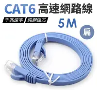 在飛比找PChome24h購物優惠-CAT6 高速網路線 5米 扁平網路線 超薄網路線 網路線 