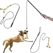 Speedy Panther Dog Flirt Pole with Rope Toy, Interactive Training Teaser Wand, Chase and Tug of War Toy for Small Medium Large Dogs