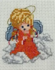 Cross Stitch Multicolor Guardian Angel In The Clouds Holiday Finished Piece