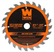 WEN BL6501 6.5-Inch 24-Tooth Carbide-Tipped Track Saw Blade 24-Tooth Blade