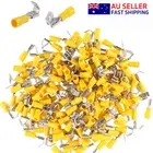 10-1000pcs Insulated Yellow Crimp Wire Connectors 6.3mm Piggyback Spade Terminal