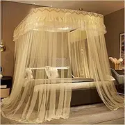 Canopy for s Bed Mosquito Net Princess Three Side Openings Post Romantic Lace Bed Curtain Canopy Netting Bed Net Canopy Bedding (Color : Beige, Size : 180 * 220cm)