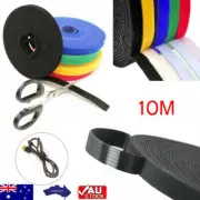 10M Reusable Nylon Hook & Loop Strong Self Adhesive Cable Strap Fastener Tape AU