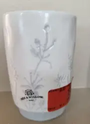 NEW Bee & Willow Gray Garden Ceramic Bathroom Tumbler Glass Cup 11oz