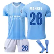 Beakey Manchester City Home MAHREZ #26 Soccer Jersey Kids Adult 3Pcs Kits