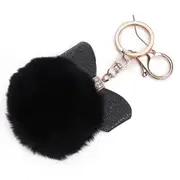 2PCS Bowknot Fur Ball Fluffy Elegant Handbag Charm Car Key Ring Keychain