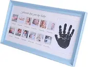 UPKOCH 1Pc Growth Record Photo Frame Blue Footprint Display Holder for Newborn Memories Creative Keepsake Picture Frame for First Year