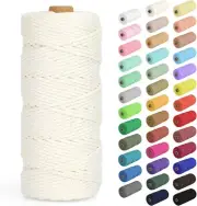 Macrame Cord 3mm x 109Yards (328Feet), Natural Cotton Macrame Rope - 4 Strands