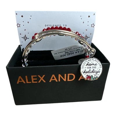 Alex & Ani Silver Red 3 Bracelets Home For The Holidays NWT