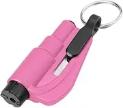 2-in-1 Escape Tool Window Safety Hammer Seatbelt Cutter Portable Glass Breaker Keychain for Land, Underwater Emergency… (pink)