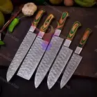 5PCS Damascus Chef Knife Set – Professional Handmade Kitchen Cutlery Gift