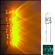 3mm YELLOW Led Light Emitting Diode Clear Round Top With Edge 100pcs