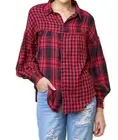 Umgee plaid & checkered button up top in Red