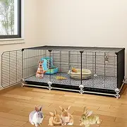 Indoor Encrypted Rabbit Cage, Rabbit Hutch, Rabbit Cage Bunny House, DIY Large Space Bunny Cage, with Tray and Foot Pad(111x37x43cm)