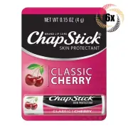 6x Sticks ChapStick Classic Cherry Lip Protectant Balm | .15oz | Moisturize Lips