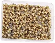 200Pcs Round Plastic Head Push Pins Head Push Pins Map Tacks Drawing Pins Map Pins for Pin Board Thumb Tacks (KC Gold)