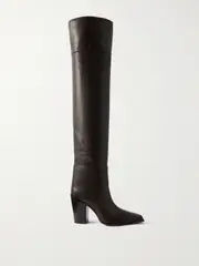 [Jimmy Choo] Jimmy Choo - Cece 80 Leather Point-toe Over-the-knee Boots - Brown - IT41 IT 41 Brown