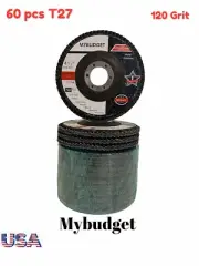 120 GRIT PACK 60 PREMIUM ZIRCONIA FLAP DISC SANDING GRINDING 4-1/2" X 7/8" T27