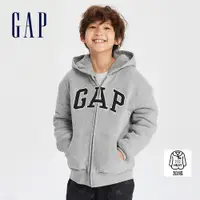 在飛比找蝦皮商城優惠-Gap 男童裝 Logo仿羊羔絨連帽外套-灰色(785636