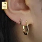 14K REAL Solid Gold Cubic Zirconia Dagger Ear Piercing Internal Flat Back 18G