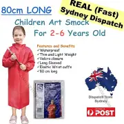 80cm LONG Art Smock Waterproof cover sleeve kid apron boy girl Toddler bib child