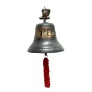 Fire Bell Aged Tiffany Green and Bronze over Solid Brass Fireman EMS