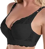 [Generic] Sports Bra Light Support Womens Sexy Lace Gathered Bra Straps Breast Cup Underwear Wireless Support Bras for Women