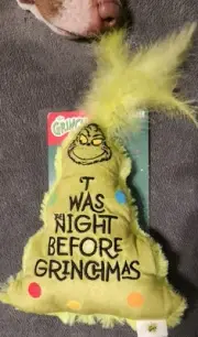 The Grinch 12" Plush Catnip Cat Kicker Toy Green Fuzzy Feathers Crinkle Thrash