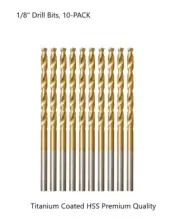 1/8" Drill Bits, 10-PACK, Titanium Coated Premium 4341 HSS Bits, Free Shipping!