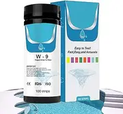 Test Strips for Pool Water,9 in 1 Ph Test Strips Pool - 100 Strips Pool Salt Test Strips for Total Alkalinity, Ph, Chlorine, Cyanuric Acid-Pool Spa Water Test