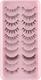 Clear Band False EyeLashes 10 Pairs Mixed 3D Natural Look Cat Eye Short Supernatural Cross Soft Reusable Lashes (ASMIX)