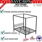 New Bed Frame Metal Four-Poster Platform Base Canopy Top Curtain Decor Double
