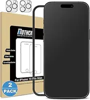 Mothca Matte Screen Protector for iphone 16 pro max (2+2 Pack), 2 Pcs Matt Tempered Glass films + 2 Pcs Camera Lens Protector, Anti-Glare & Anti-Fingerprint